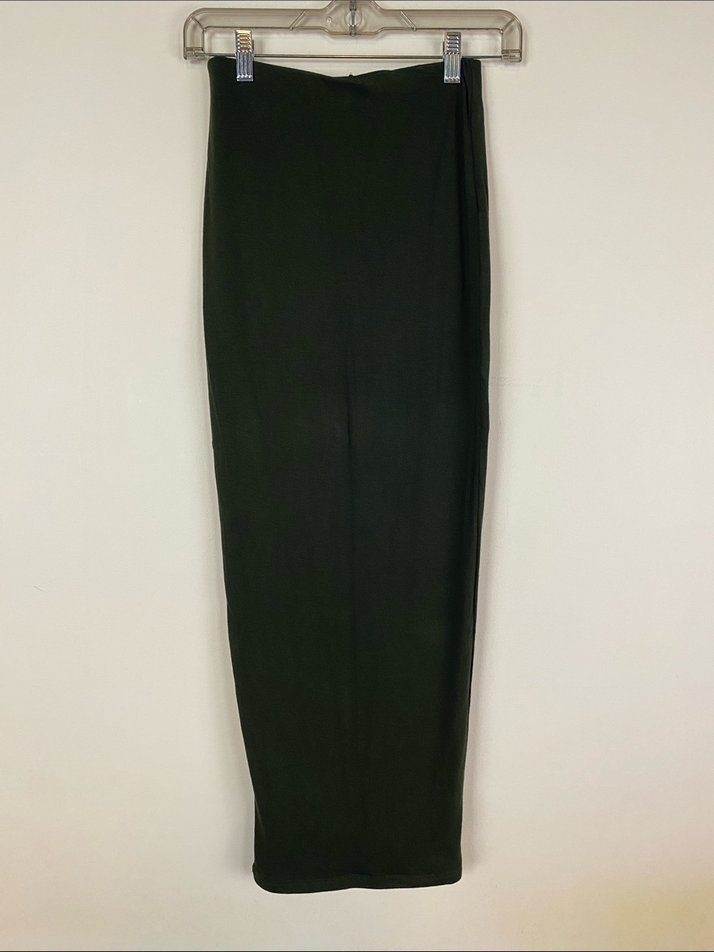 naked wardrobe Dark Olive Green Maxi Pencil Skirt - Slim Straight Cut